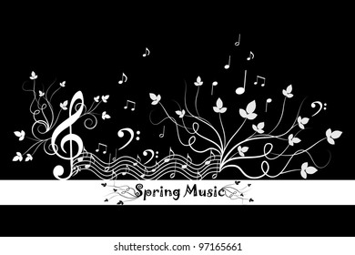 Beautiful background of spring floral and music