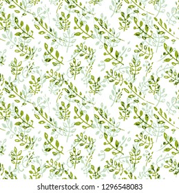 Green Leaves Repeating Pattern Watercolor Stock Illustration 252169555 ...