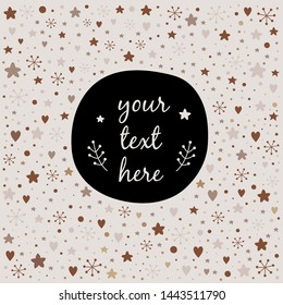 Beautiful background with stars, snowflakes and hearts 