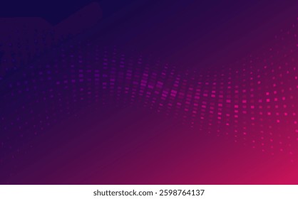 A beautiful background that blends soft gradients of dark purple and pink. The pattern of dots and small squares is arranged in a curved manner, creating a sense of movement.