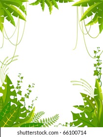 Beautiful background with tropical branches. Vector