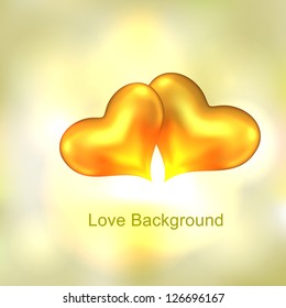 Beautiful background with two gold hearts