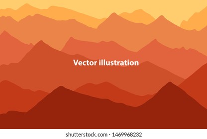 beautiful background vector landscape illustration with mountain and sky. for banners, websites and cards
