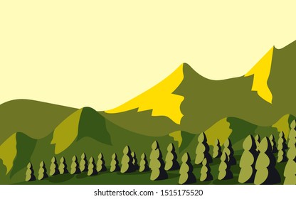 beautiful background vector landscape illustration with mountain and sky. for banners, websites and cards
