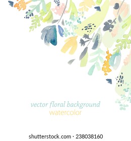 Beautiful background with watercolor flowers for cards, wedding invitation, vector illustration