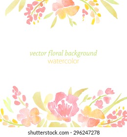 Beautiful background with watercolor flowers for cards, wedding invitation, vector illustration