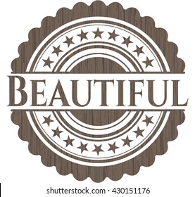 Beautiful badge with wooden background