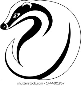 Beautiful badger. Heraldry. Hand drawn Isolated on white vector illustration.