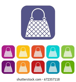 Beautiful bag icons set vector illustration in flat style In colors red, blue, green and other