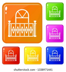 Beautiful balcony icons set collection vector 6 color isolated on white background