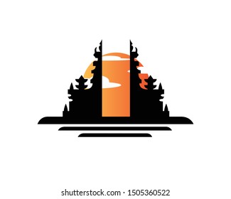 Beautiful Balinese Gapura Architecture Illustration