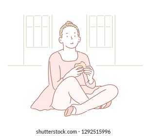 A beautiful ballerina character wearing a pink ballet. hand drawn style vector design illustrations. 