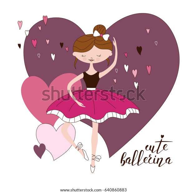 クラシックツゥー語の美しいバレリーナ ピンクのドレスを着たかわいい女の子の手描きのイラスト 綺麗なダンサー 漫画のベクター画像アーティスト のベクター画像素材 ロイヤリティフリー