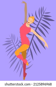 Beautiful ballerina in a dance pose. Ballet. Gymnastics. Vector flat illustration.