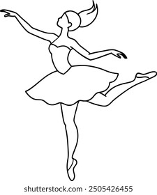 Beautiful Ballerina Dancer Line Art