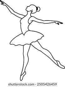 Beautiful Ballerina Dancer Line Art