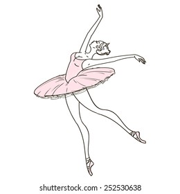 Beautiful ballerina dancing. Vector illustration.