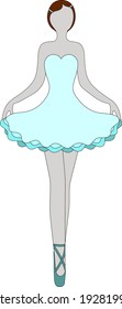 a beautiful ballerina girl in a beautiful dress and pointe shoes stands on her toes 