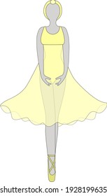 a beautiful ballerina girl in a beautiful dress and pointe shoes stands on her toes 