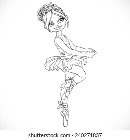 Beautiful ballerina girl outlined isolated on a white background