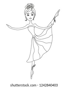 Beautiful ballerina, graphic doodle illustration