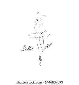 Beautiful ballerina, hand drawn illustration. Vector