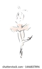 Beautiful ballerina, hand drawn illustration. Vector