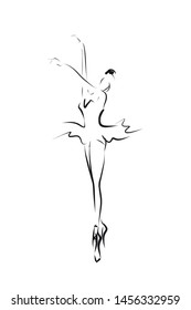 Beautiful ballerina, hand drawn illustration. Vector