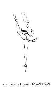 Beautiful ballerina, hand drawn illustration. Vector