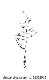 Beautiful ballerina, hand drawn illustration. Vector