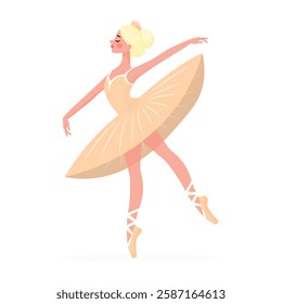 beautiful ballerina isolated on white background flat vector illustration