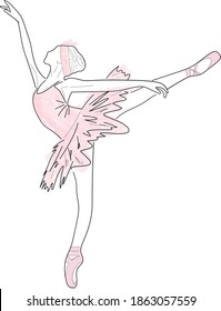 Beautiful ballerina in a pink tutu. Vector sketch.