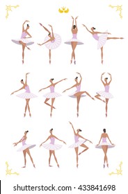 beautiful ballerina poses vector illustration