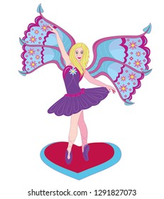 Beautiful ballerina with wings