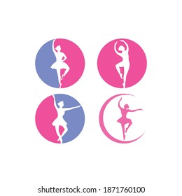 Beautiful ballet dancer silhouette illustration design 