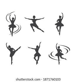 Beautiful ballet dancer silhouette illustration design 