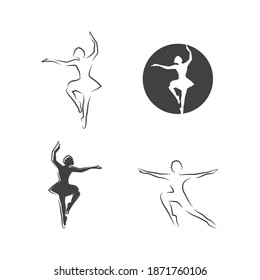 Beautiful ballet dancer silhouette illustration design 