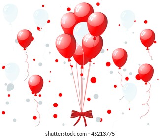Beautiful balloons in the air. Vector illustration.