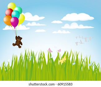 Beautiful balloons in the air. Vector illustration.