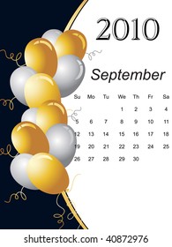 beautiful balloons pattern calender, vector illustration