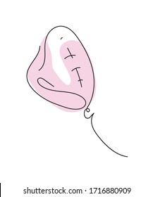 Beautiful Balloons in the shape of heart. Minimal design of romantic love symbol. Continuous line single hand drawn. Valentine's day. Template for love cards and invitations. Logo. children holidays