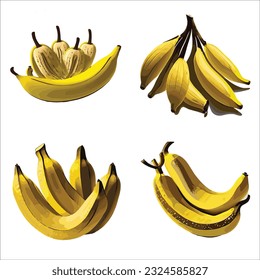 Hermosa banana de fondo sólido, ilustración vectorial