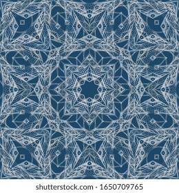 Beautiful bandana print with intricate lace pattern. Silk neck scarf design.