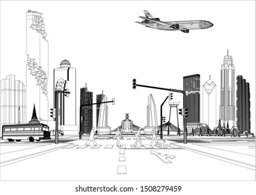 Beautiful Bangkok City Thailand Vector Illustration