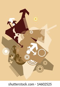 beautiful banner of arrow and halftone elements