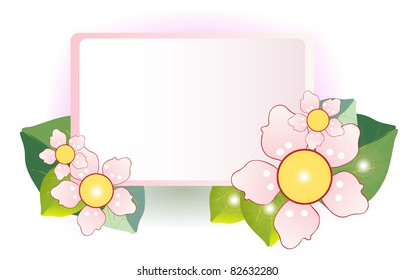 Beautiful banner with cherry blossoms and leaves