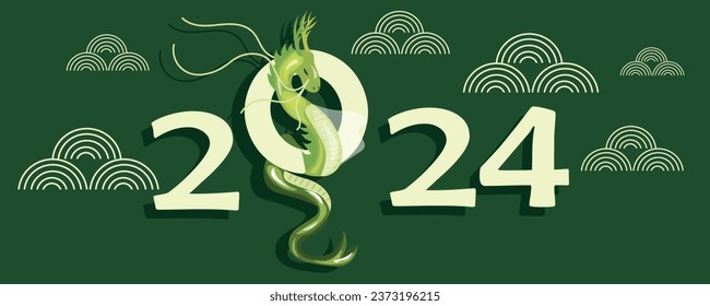 Beautiful banner for Chinese New Year 2024 with dragon