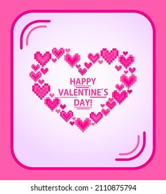 Beautiful banner for Valentine’s day party with digital pink abstract hearts shape. Social media greeting concept