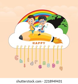 Beautiful banner design of happy children's day template.