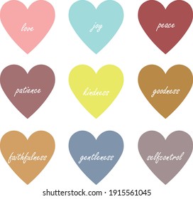 Beautiful banner with The fruit of the Holy Spirit. But the fruit of the Spirit is love, joy, peace, forbearance, kindness, goodness, faithfulness, gentleness and self-control